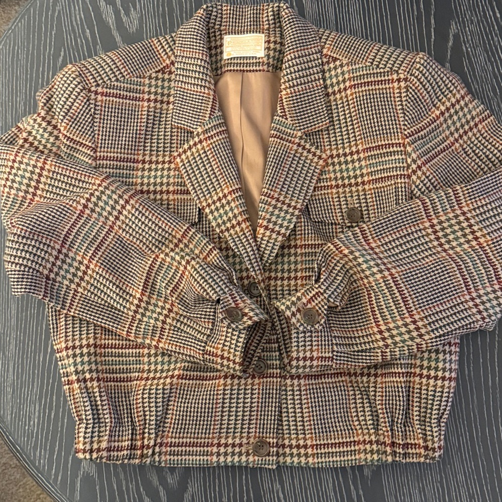 Pendleton Pure Virgin Wool Brown Houndstooth Plai… - image 3